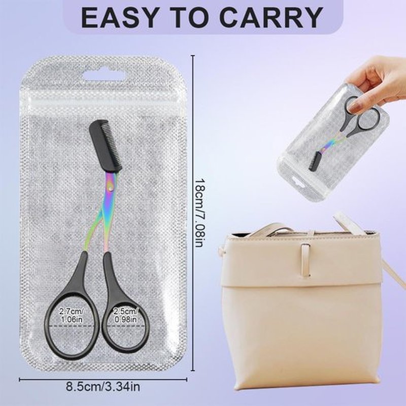 Eyebrow Trimming Scissors, Eyebrow Scissors with Comb, Non-Slip Eyebrow Trimming Razor, Hair Removal Eyebrow Scissors Makeup Tool, Precision Eyebrow Trimming Scissors Gifts for Men Women (A-White)
