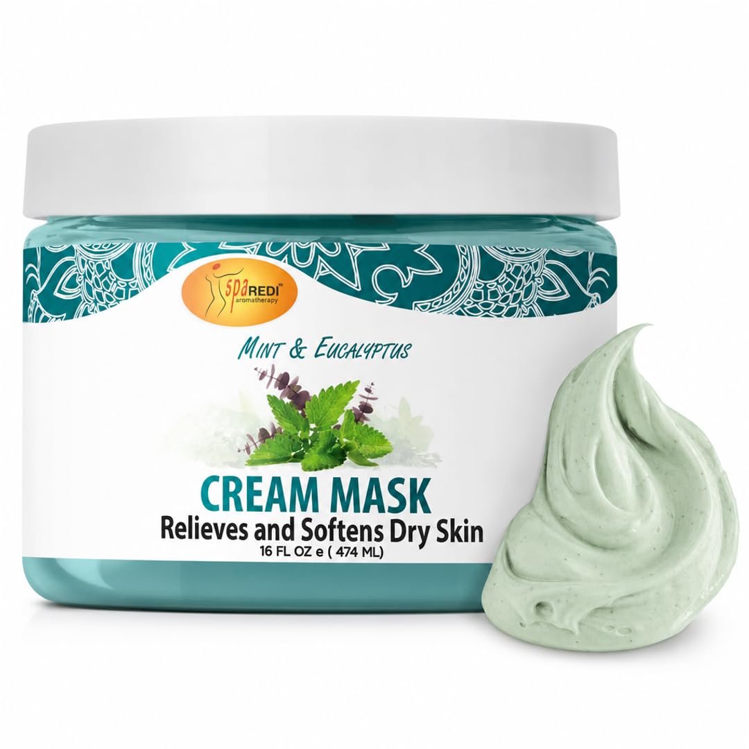 SPA REDI Foot & Body Cream Mask – Mint & Eucalyptus Cooling Treatment for Cracked Heels & Dry Skin | Hyaluronic Acid, Paraben-Free, Sulfate-Free | Professional Salon & At-Home Spa Use | 16 oz