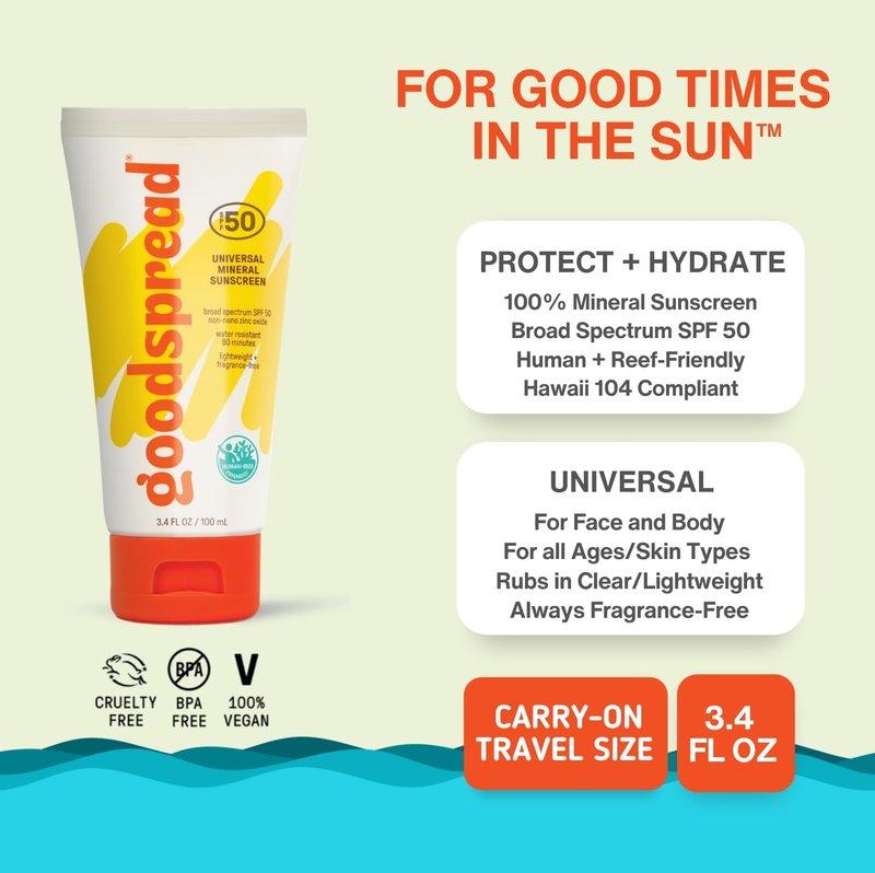 Mineral Sunscreen SPF 50 - Reef Safe, Non-Nano Zinc Oxide | Lightweight, Water-Resistant for Sensitive Skin