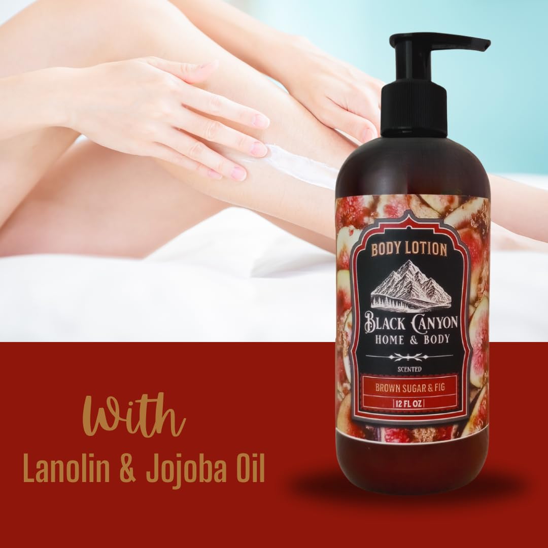 Black Canyon Brown Sugar & Fig Scented Body Lotion with Lanolin and Jojoba Oil, 12 Oz