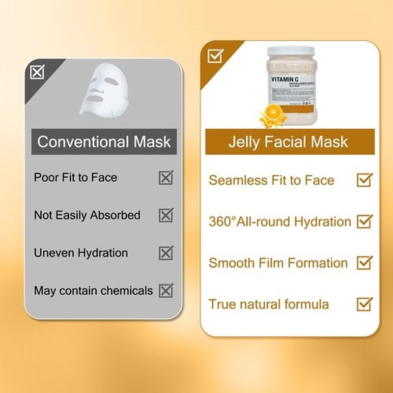 CarPerif Jelly Mask for Facials Professional Natural Gel Face Masks, Hyaluronic acid Hydrating Rubber Mask Jar Face Mask SkinCare 23 Fl Oz (Vitamin C)
