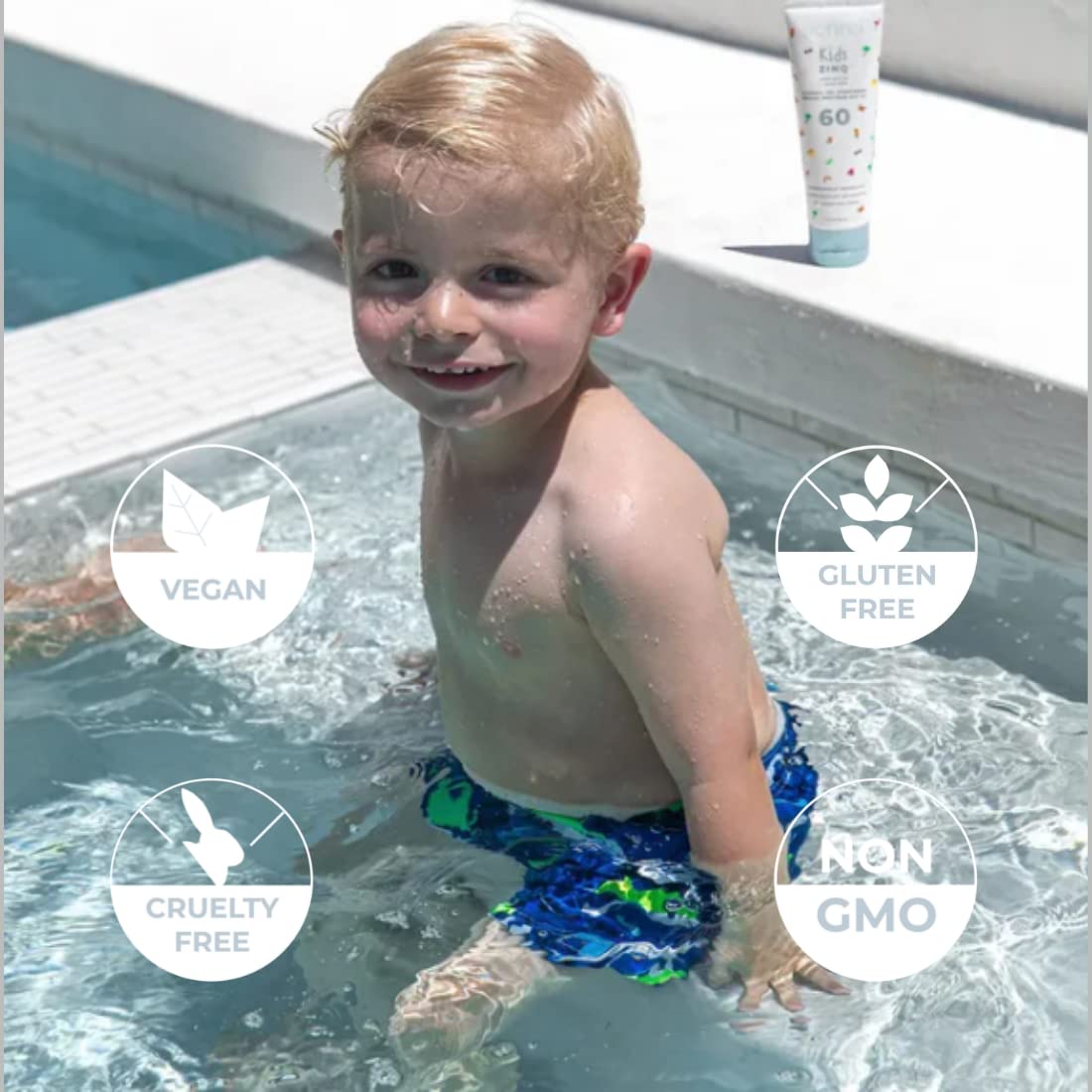 Sonrei Kids Zinq Mineral Face and Body Zinc Gel Athleisure Sunscreen SPF 60 | 3.4 oz (2 Pack)