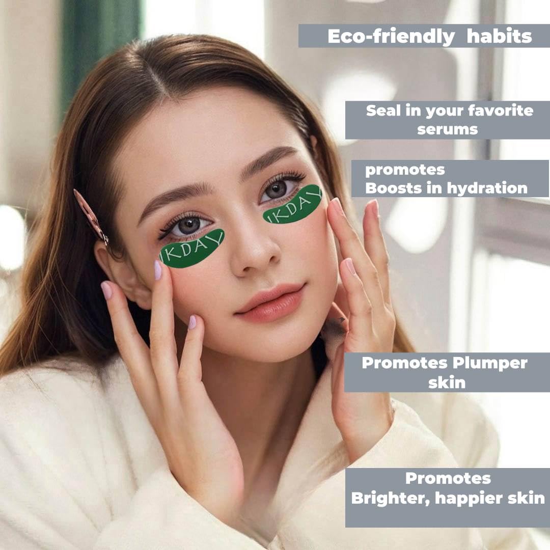 IKDAY Silicone Eye Patches Reusable Under Eye Patches | Forever Eye Mask Reusable Eye Gel Pads | Eye Patches for Wrinkles & Puffy Eyes & Dark Circles| Great Skincare Routine for Face (green-1 pair)