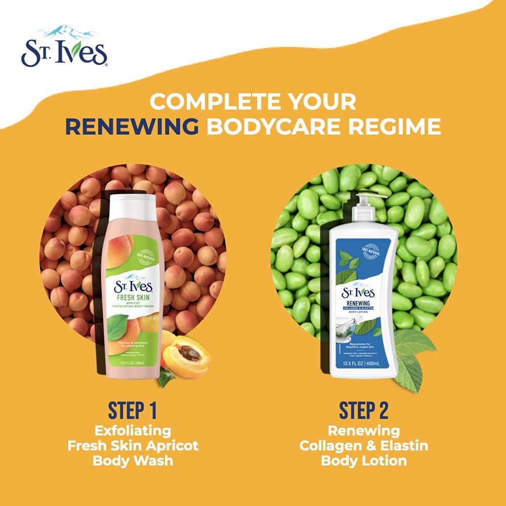 St. Ives Smooth & Glow Body Wash, Apricot 13.5 oz
