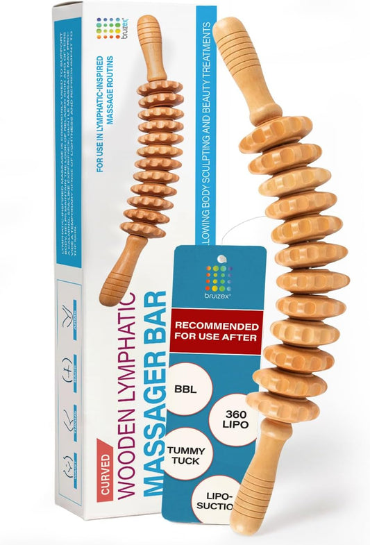 Wood Therapy Massage Tool - Lymphatic Drainage Roller Stick for Leg, Back & Thigh Muscle Relief | Post Liposuction & Fibrosis Treatment