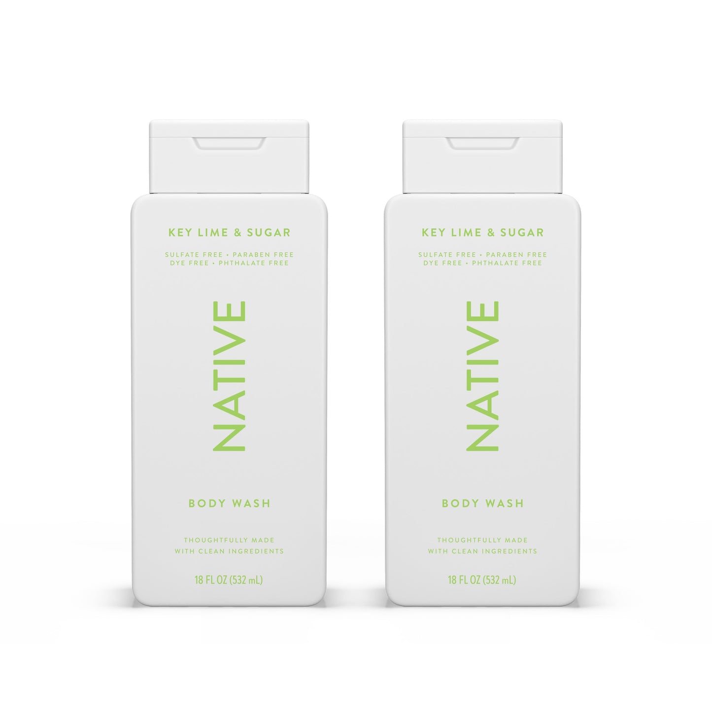 Native Body Wash Contains Naturally Derived Ingredients | For Women & Men, Sulfate, Paraben, & Dye Free Leaving Skin Soft and Hydrating | Key Lime & Sugar 18 oz