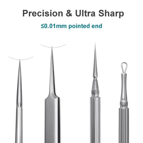 SGNEKOO Blackhead Remover Tweezers, Precision Pimple Popper Tool Kit 3 in 1, Titanium Alloy Black Head White Head Extractor for Face, Professional Comedone Extractor Kit for Blemish,Zit,Acne