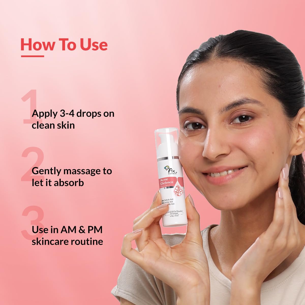 Fixderma 2% Salicylic Acid Serum for Anti Acne & Spot Treatment with 5% Azelaic Acid & 4% Mandelic Acid | Anti Acne Face Serum for Men & Women | For Oily Skin - 30g