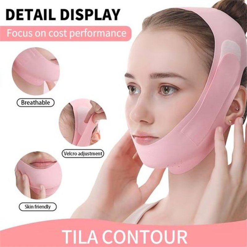 Habodd Chin Strap for Sleeping Face Lift Reusable V Line Mask Chin Strap for Double Chin Facial Shaping Belt Jawline Shaper Face Tightener Jaw Exerciser Face Lifting Anti Sagging Pink