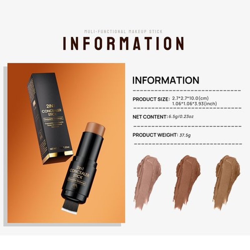 Cream Contour Stick, Multi-Use Bronzer Stick with Brush, Highlighter Blush Stick for Natural Foundation Makeup, New Updated Moisturizer Highlighter and Bronzer Stick, Face Contour Concealer Makeup 05
