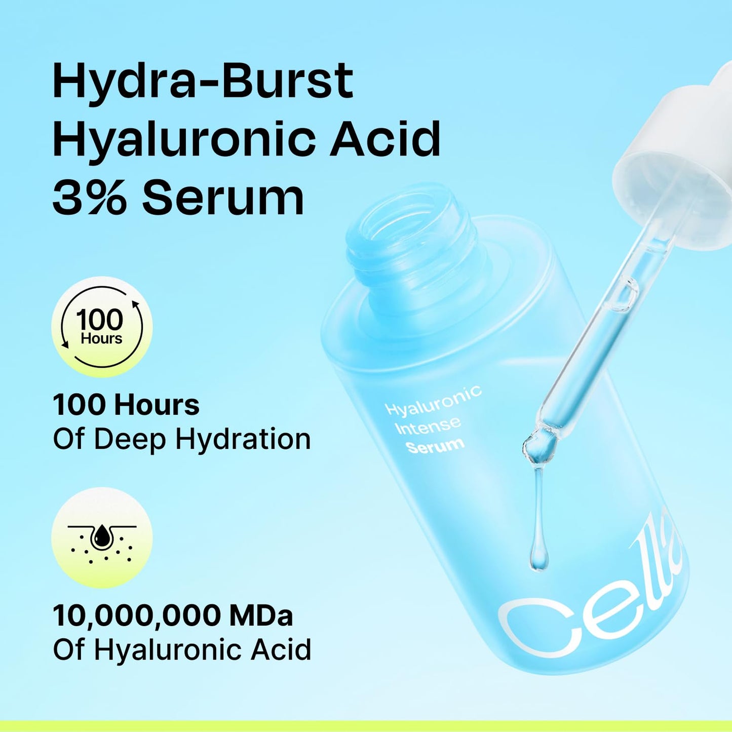 Celladix Hyaluronic Intense Serum – 95% Pure Hyaluronic Acid with Jeju Deep Sea Water & Peptides – 100 Hours of Hydration, Gentle Soothing Care for Radiant Skin – Korean Skincare, 1.69 Fl Oz