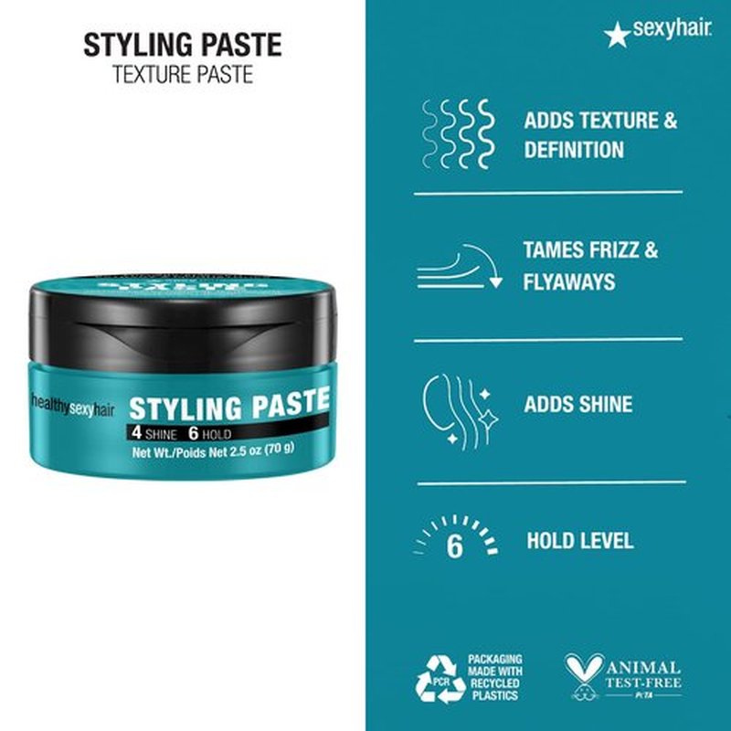 SexyHair Healthy Styling Paste Texture Paste, 2.5 Oz | Medium, Pliable Hold and Control | Satin Finish | All Hair Types