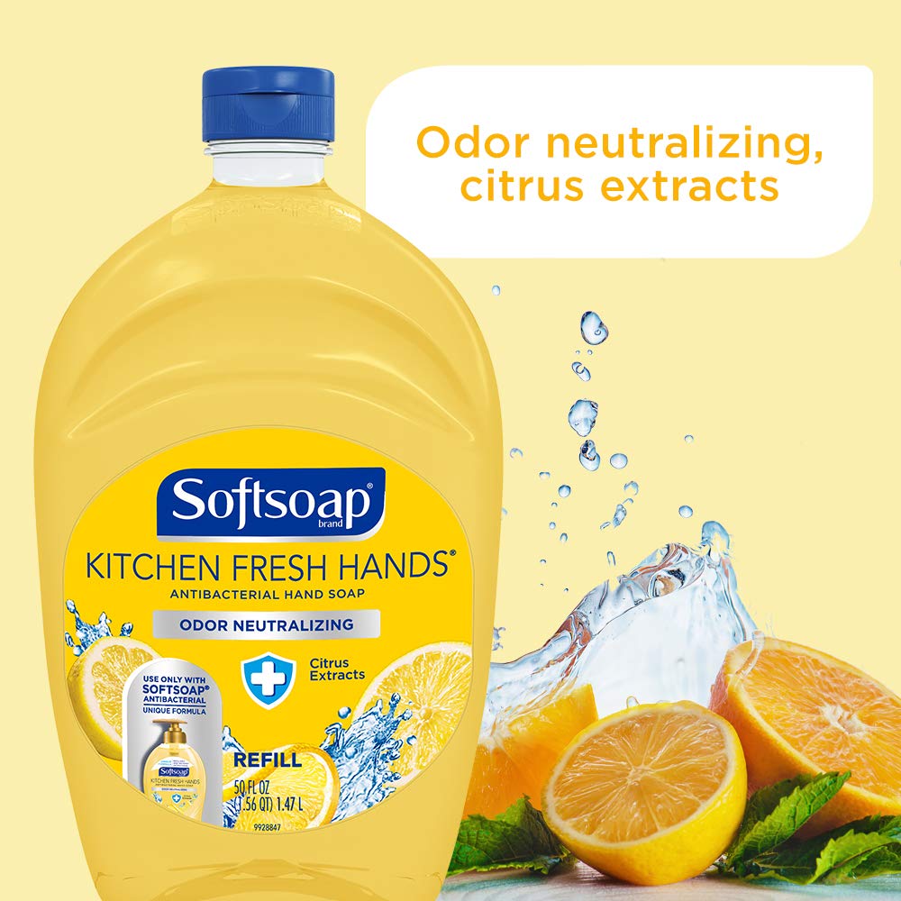 SOFTSOAP Antibacterial Liquid Hand Soap Refill, Kitchen Fresh Hands, 50 Ounce Bottle, Bathroom Soap, Bulk Soap, Moisturizing Antibacterial Hand Soap