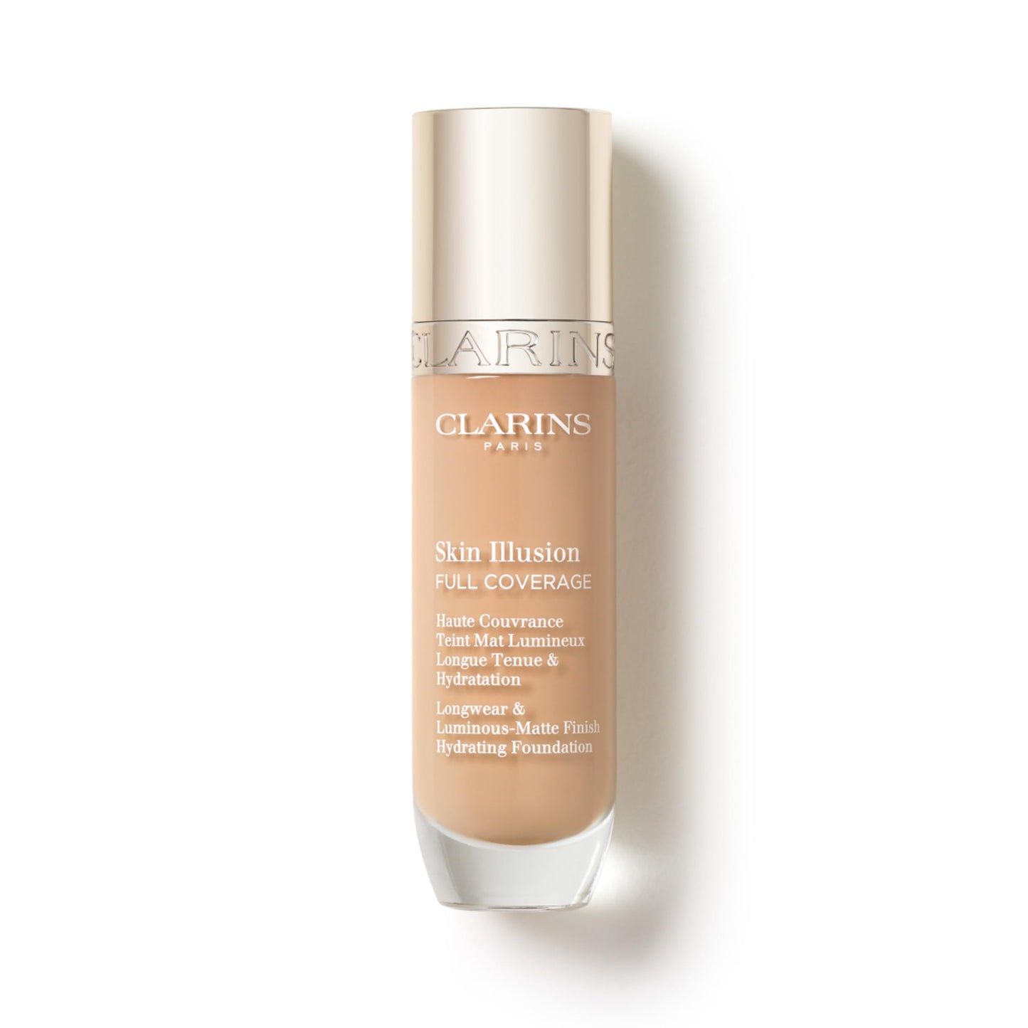 Clarins Skin Illusion Longwear Full Coverage Foundation|Luminous Matte Finish|24H Hold and 24H Hydration|Natural Looking|Transfer, Sweat and Smudge Proof| Contains Hyaluronic Acid|1 Fl Oz,103N