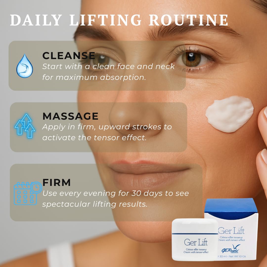 Gernetic Ger Lift Firming & Lifting Face Cream with Tensor Effect, Marine Collagen Peptides, Mature Skin Care Women Men, 30 ml/1.01 Fl Oz