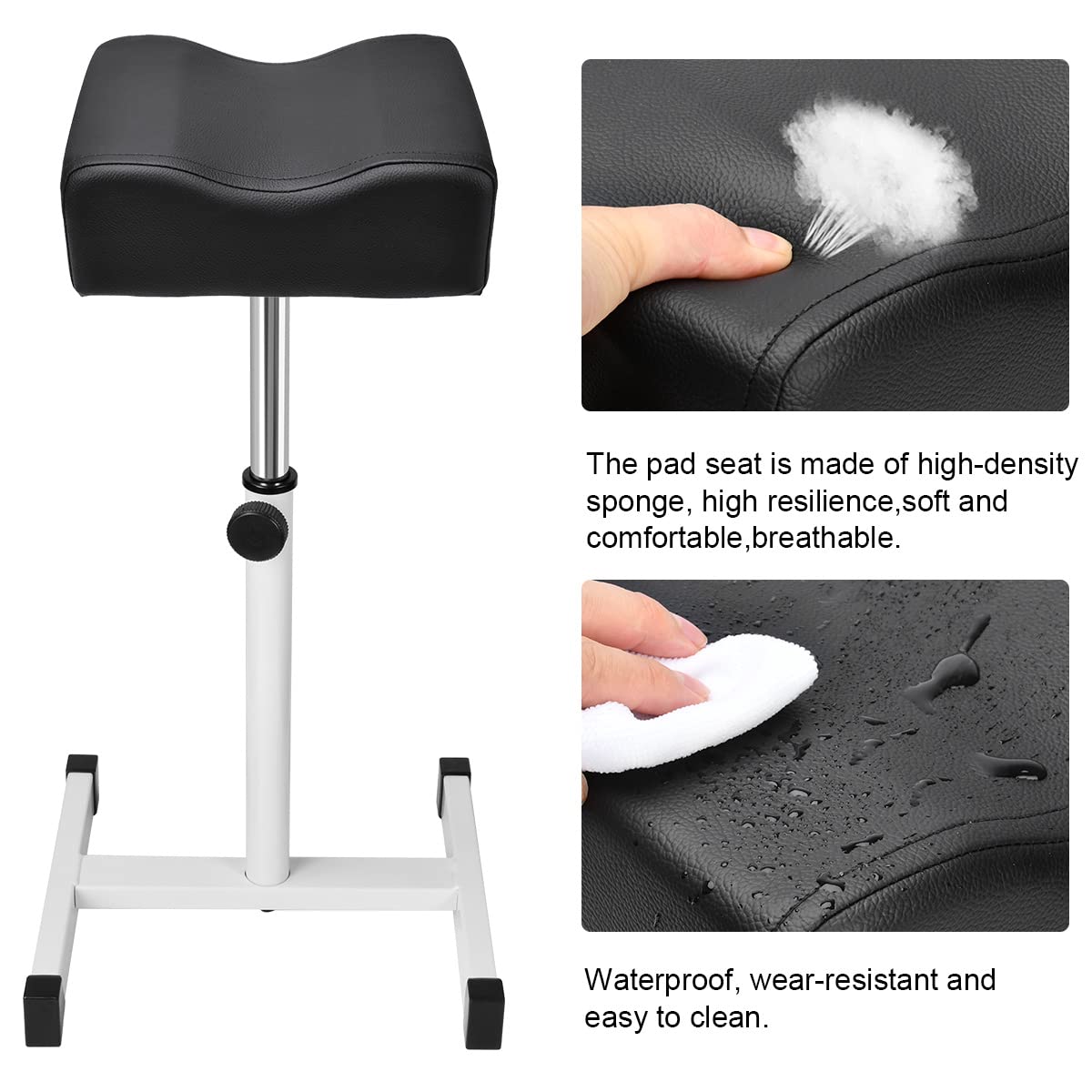 Adjustable Footrest for Pedicure & Manicure - Comfortable Nail Beauty Stool for Home Salon | Black