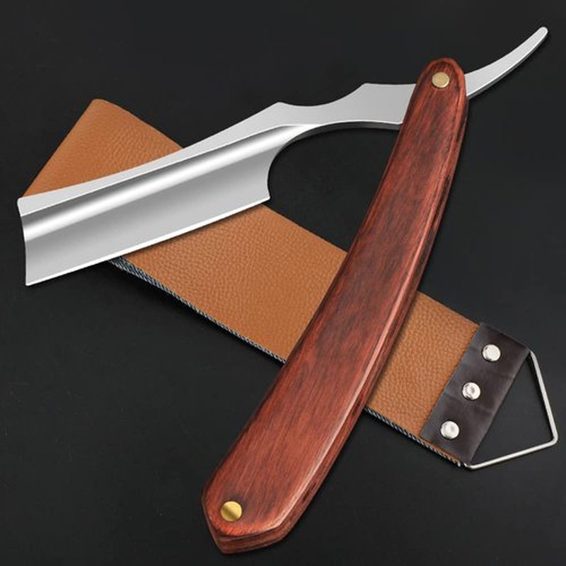 Straight Razor with Strope - Professional Straight Edge Barber Razor Premium Stainless Steel Shaver Razor with Shaving Strop for Men Home & Salon Grooming Using (NO.157)