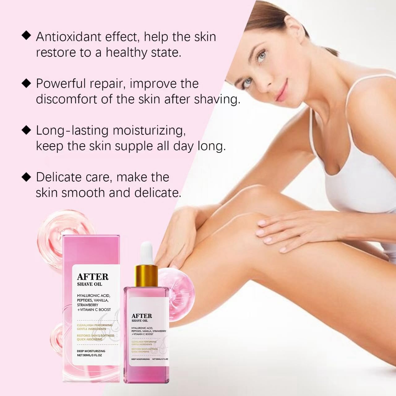 QIIZTOOZ Strawberry Vanilla After Shave Oil for Women - Soft After Shave, Smooth Skin Care, Prevent Ingrown Hairs & Dryness, After Shave Oil Strawberry & Vanilla Scent (2)