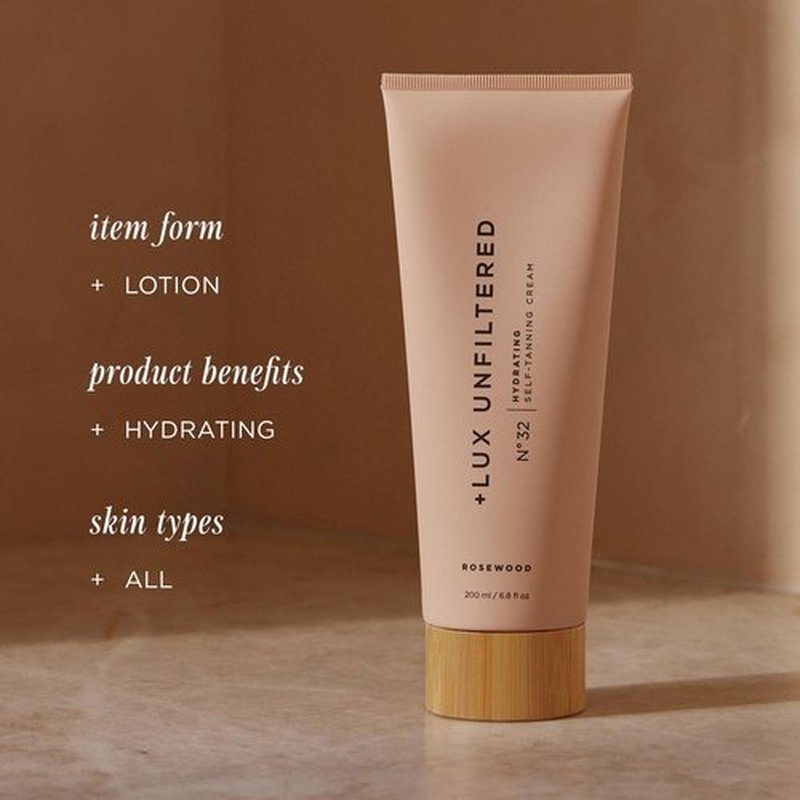 + Lux Unfiltered N°32 CLASSIC Gradual Self Tanning Cream in Rosewood, Hydrating Self Tanning Lotion, Gluten Free, Vegan + Cruelty Free Self Tanner, Luxurious Sunless Tanner Loaded with Antioxidants