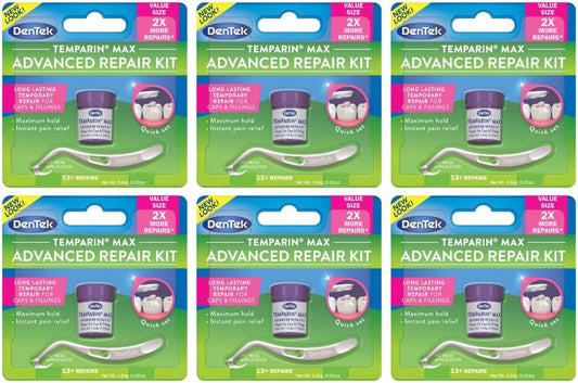 DenTek Temparin Max Dental Repair Kit - 6 Pack of Caps & Fillings, 2.64g Each