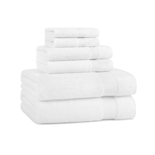 Arkwright Bath Towels Set of 6 - Super Soft 100% Cotton, 600 GSM Quick Dry & Absorbent, Luxury Bathroom Essentials with 2 Shower Towels, 2 Hand Towels and 2 Washcloths, Dove White