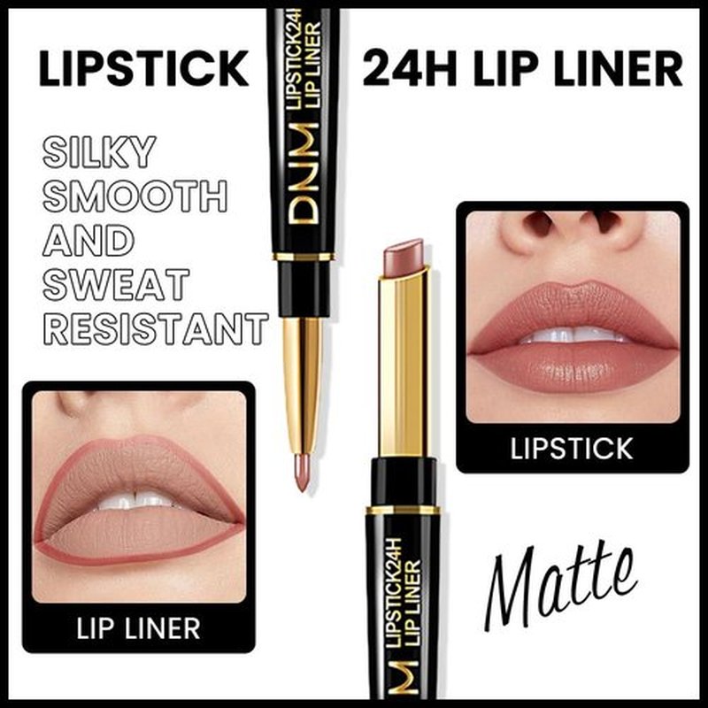 HHLTOH Fairest Nude Velvet Matte Lip Liner and Lipstick Combo Set Kit for Women, DNM Magic 24 Hours Lipstick and Lip Liner Makeup Set Stain Long Lasting Waterproof labial Care Cruelty-free, 47#