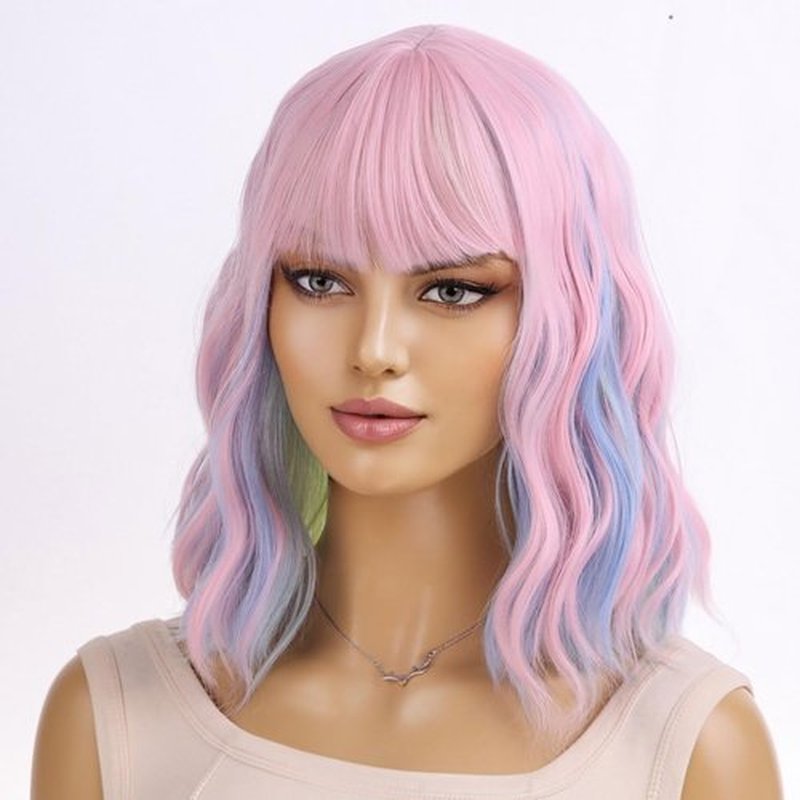 MAGQOO Rainbow Wig for Women Girls Multicolor Wig Short Curly Wavy Colorful Wigs Synthetic Heat Resistant Halloween Costume Cosplay Daily Use
