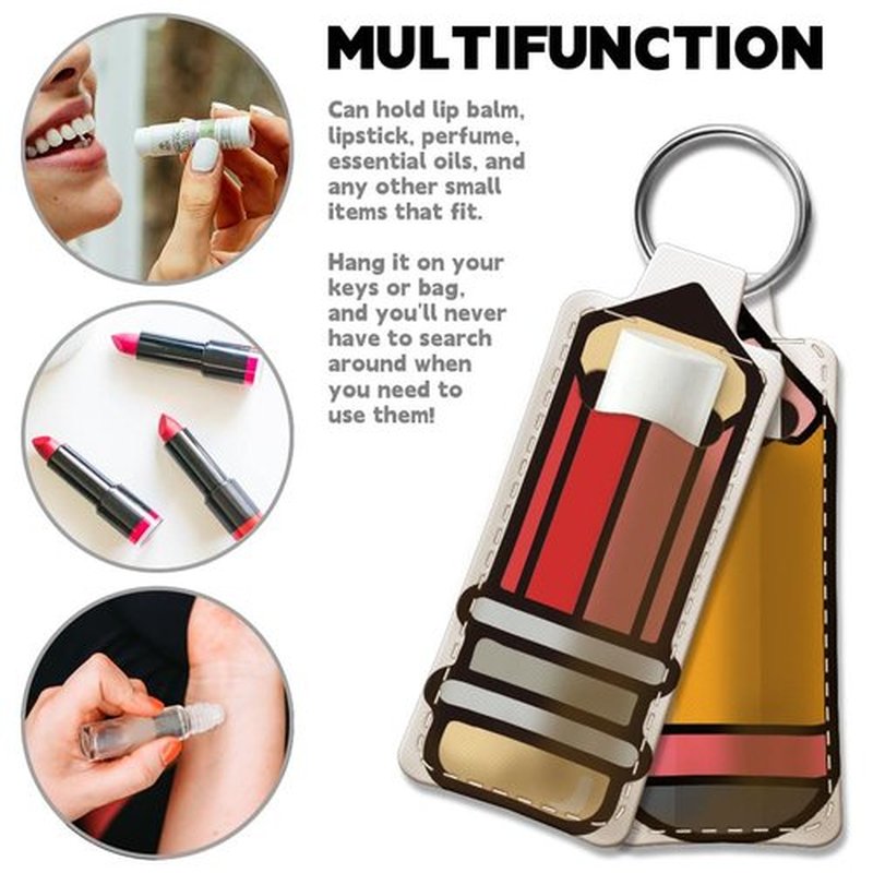 OLYCRAFT 2pcs Lipstick Holder Keychain Pencil Lip Balm Holders Elastic Diving Fabric Lipstick Keychains Portable Lipstick Holder Bags Lipstick Sleeve Key Ring Holder for Lipstick Chapstick