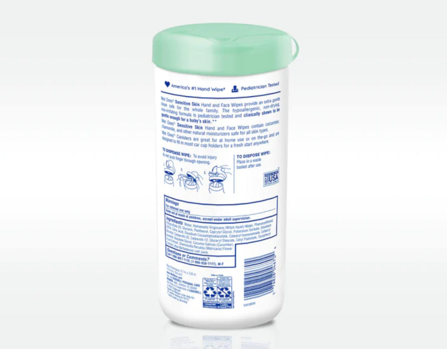 Wet Ones Hand and Face Wipes, Unscented | Wet Ones Sensitive Skin Wipes for Hands and Face, 40 ct. Canister