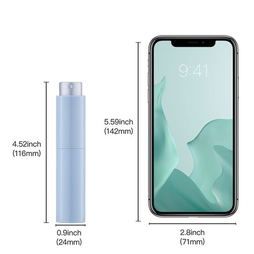Tekson 10ml Travel Perfume Atomizer Refillable, Mini Cologne Spray Bottle Empty, Small Coffee Spray Bottle (Blue)