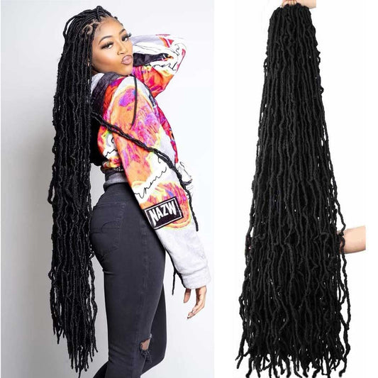 40 Inch Super Long Soft Locs Crochet Hair Pre Looped 6 Packs New Faux Locs Crochet Braids Goddess Locs Dreadlocs Synthetic Hair For Black Women (1B, 40 Inch 6PACK)