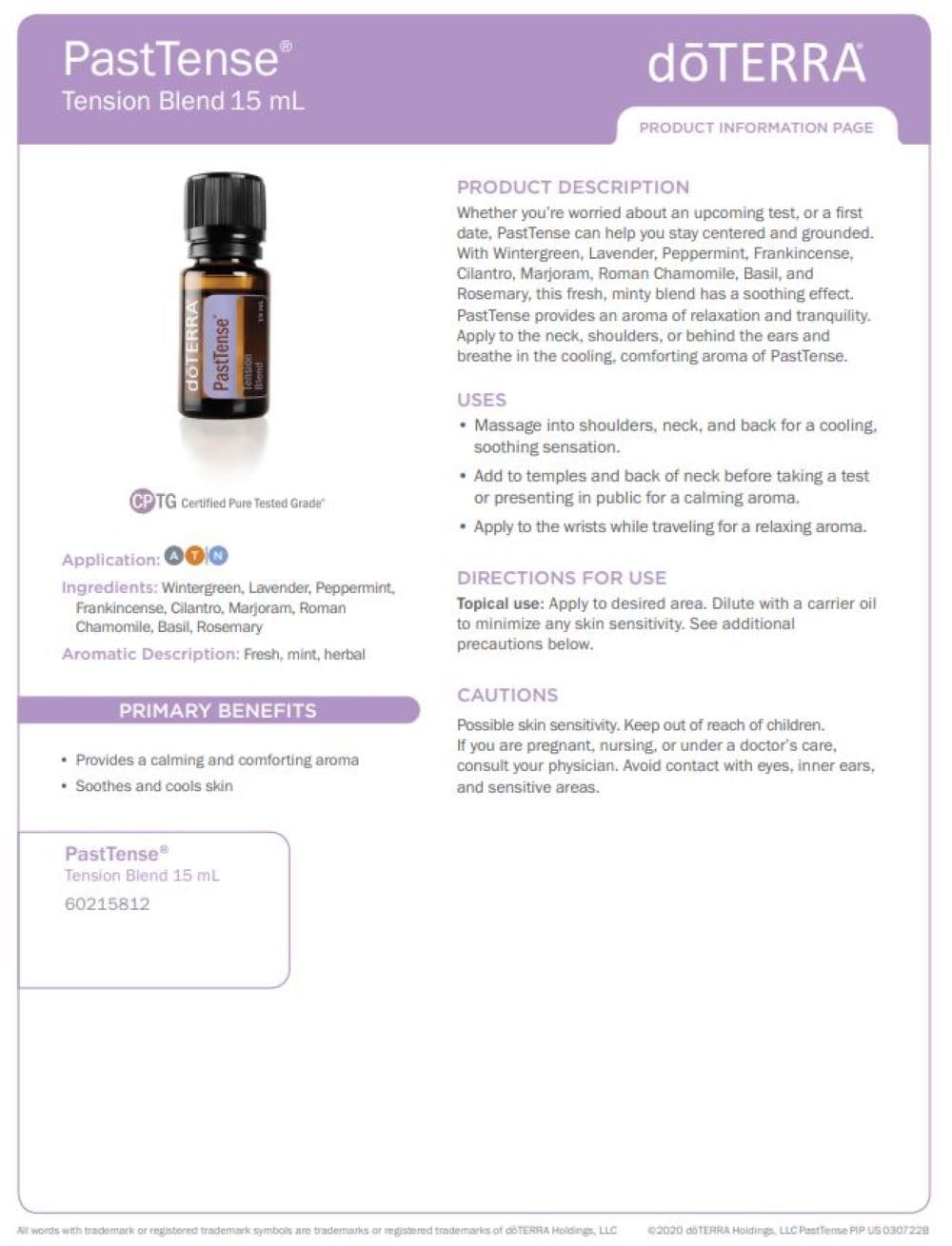 doTERRA PastTense Oil - Tension Blend - 15mL - 2 Pack