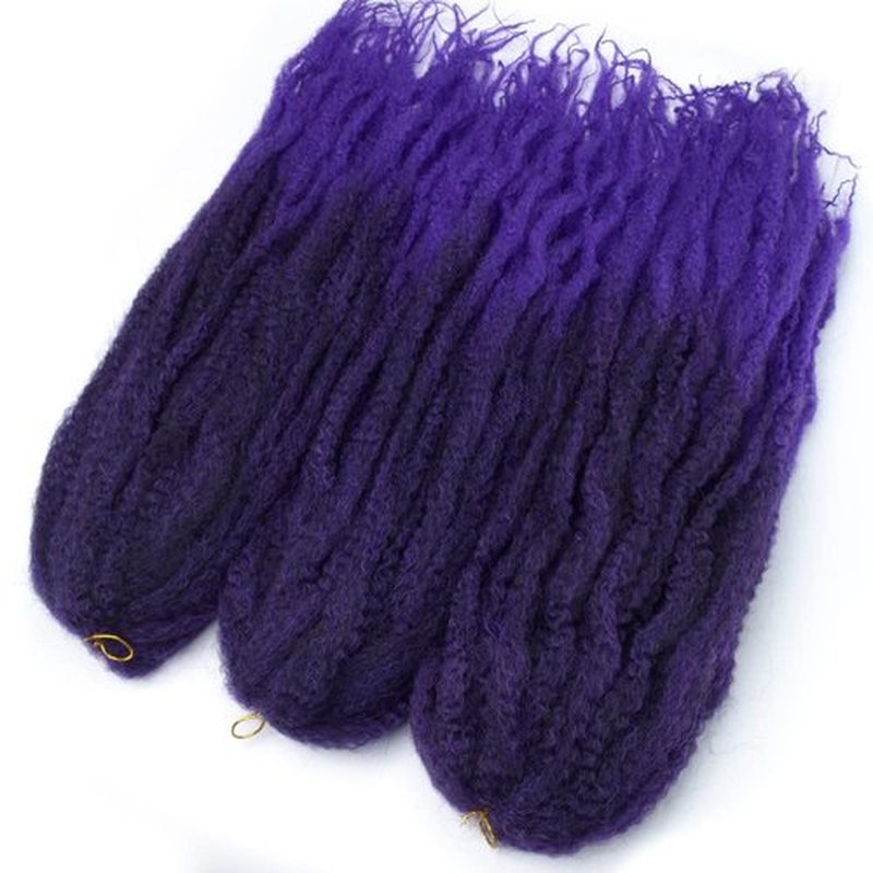KGBFASS 24 inch Marley Hair For Twists Long afro kinky Twist Marley braiding hair Extension Synthetic Fiber Marley Braid Crochet Hair(1B/Purple)