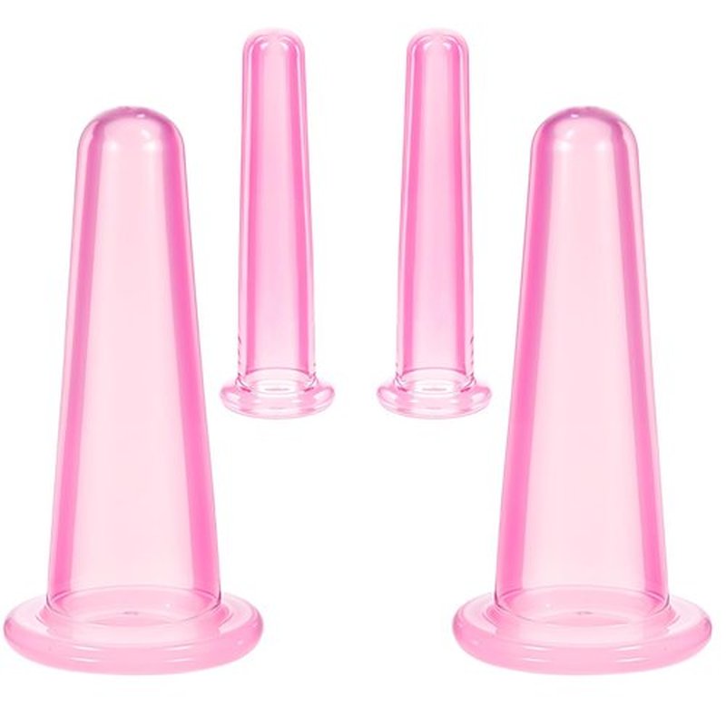 Xinjoduz 4 PCS Facial Cupping Therapy Set, Vacuum Silicone Cups for Cupping Therapy Facial Cupping Treatment Anti Aging Beauty Tool for Face and Eye Cupping Massage(Pink, 2 Small + 2 Large)