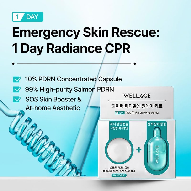 WELLAGE Hyper PDRN One-Day Kit - Hydrating Peptide Face Treatment | Pore Minimizing, Niacinamide & Hyaluronic Acid