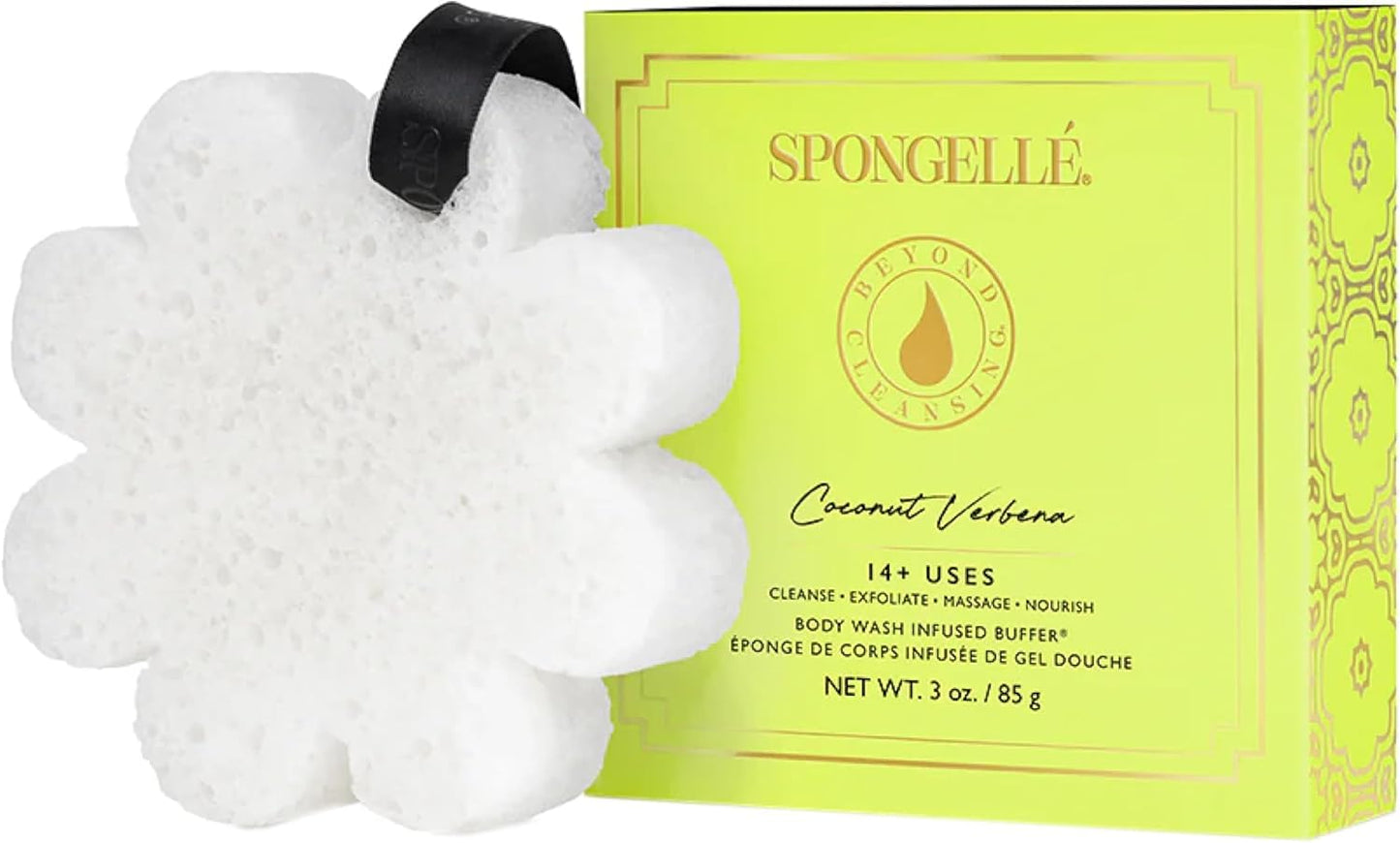 Spongellé Wild Flower Bath Sponge with Box Bundle, Mothers Day Gift | Coconut Verbena, Grapefruit Cassis, Freesia Pear | Built-in Body Wash & Body Scrubber, Shower Loofah Sponge for Women | 14+ uses