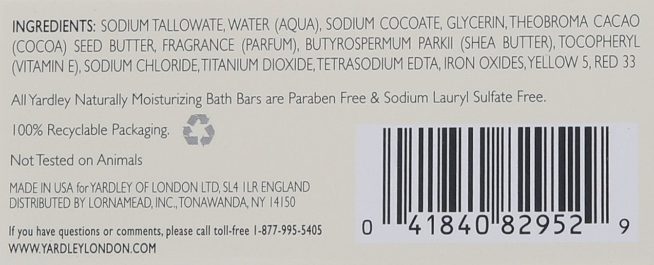 Cocoa Butter Moisturizing Bath Bar - Yardley London, 4 oz (Pack of 12)