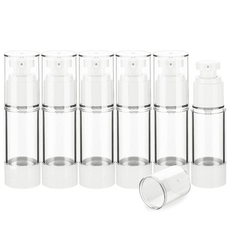 IFDGCTK 1OZ/30ML Clear Airless Pump Bottles, Lotion Dispenser Travel with Pump, Vacuum Plastic Travel Size Lotion Bottle for Foundation, Creams, Cosmetic(6 Pack)