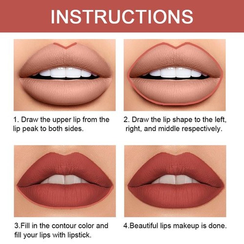 2 in 1 Light Brown Matte Lip Liner & Lipstick Combination, DNM Metallic Dual Ended Lipstick, Lip Liner, Lip Gloss, 24 Hour all Day Long-Lasting Waterproof Lipliners Pen for Women Lip Makeup Gift 10#