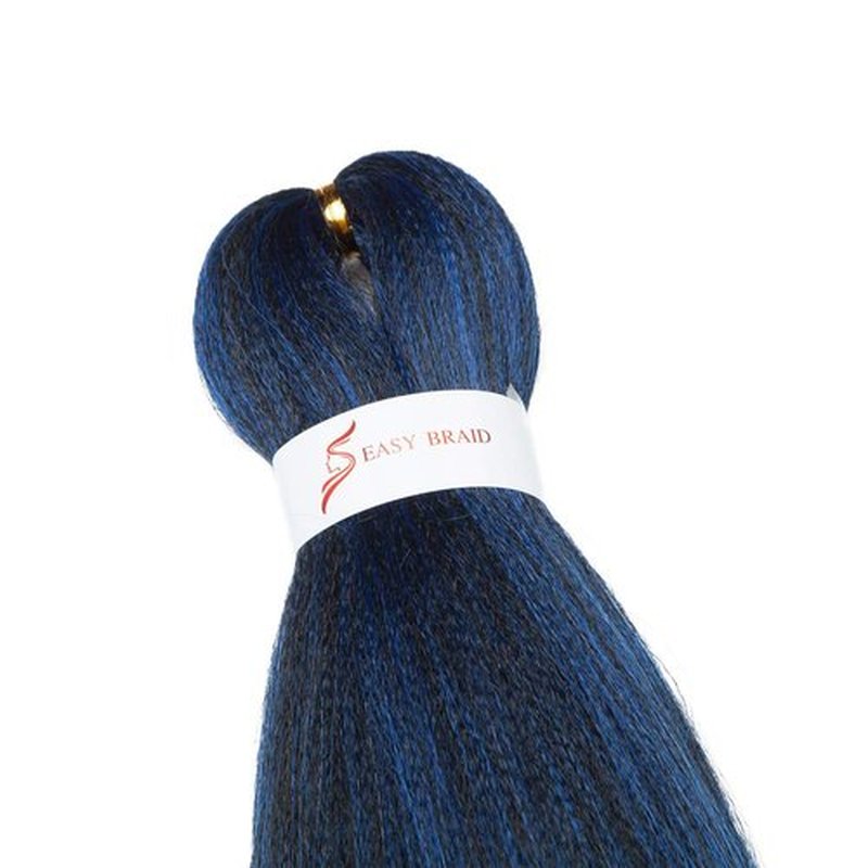 Pre-Stretched Braiding Hair Extensions Hot Water Setting Braiding Hair Easy Braid Crochet Hair Professional Itch Free Synthetic Fiber Soft Yaki Texture Braids hair 26In （4 Bundles,T1B/BLUE)