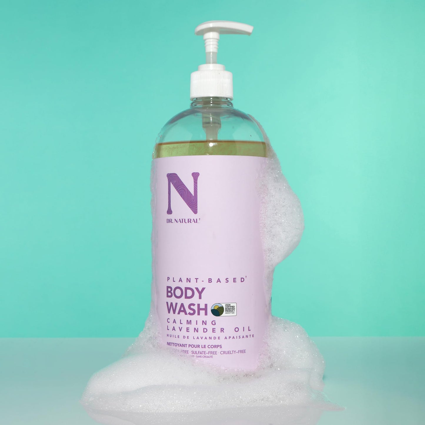 Dr. Natural Calming Lavender Oil Body Wash - Dry Skin Moisturizing Natural Body Wash with Shea Butter and Coconut Oil - For Family and Pets - 32 oz