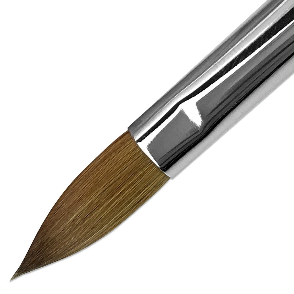 Size 10 PANA Pure Kolinsky Acrylic Nail Brush - Oval Crimped Clear Handle
