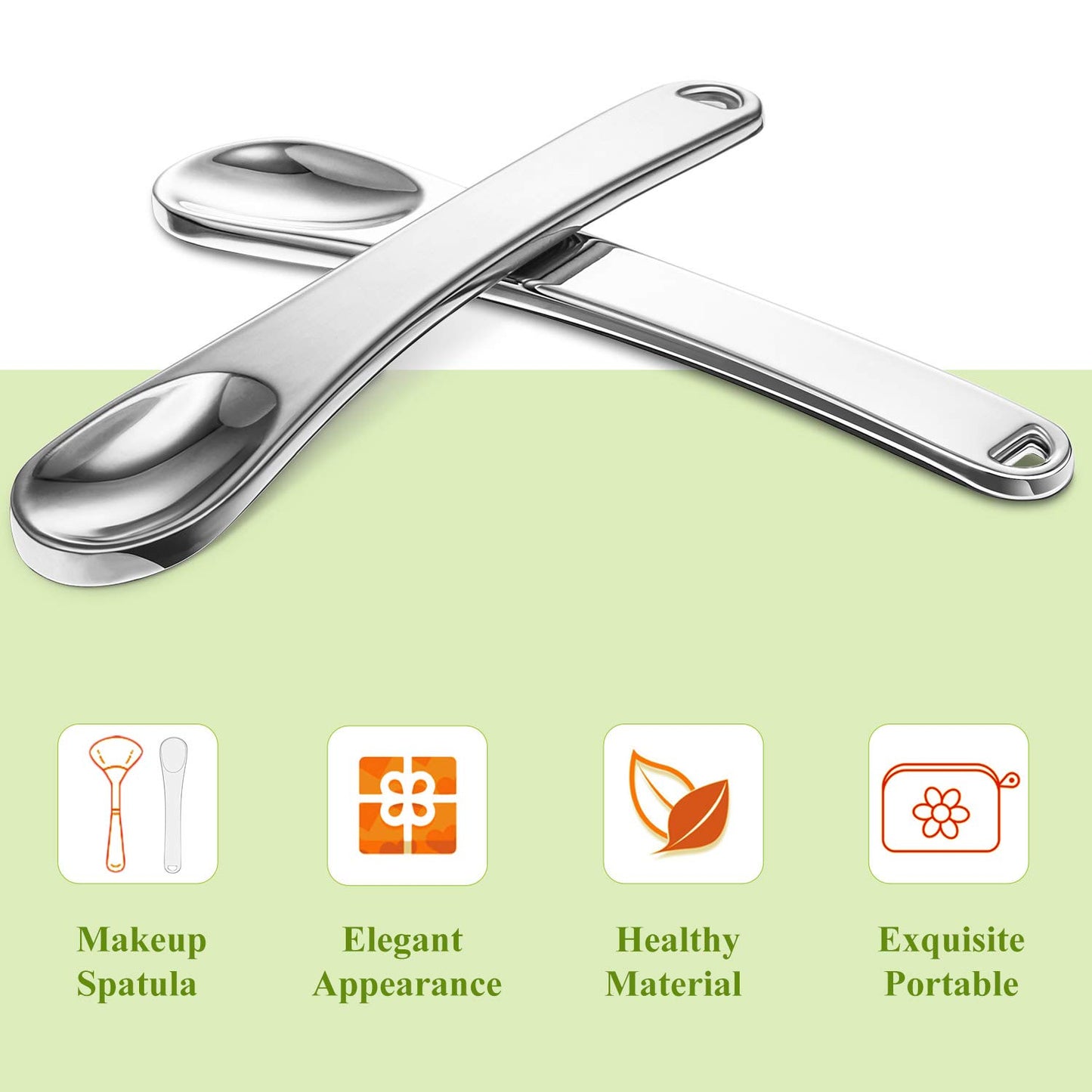 8 Pieces Skincare Spatula Metal Cosmetic Spatulas Makeup Applicator Mini Beauty Scoop Facial Cream Mask Spoon for Mixing and Sampling (Silver)