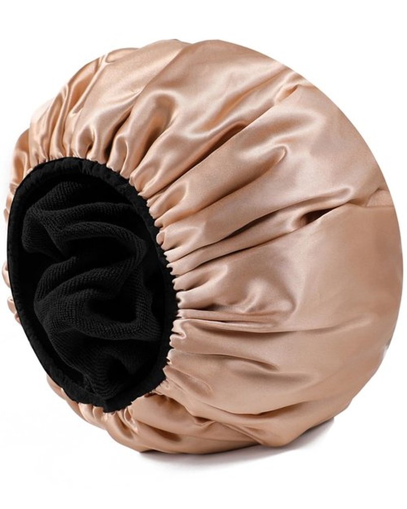 YIZIJIZI Terry Lined Shower Caps, Triple Layer Large Shower Cap for Women, Reusable Shower Caps for Long Thick Hair, Waterproof Washable Soft Bath Shower Caps for Hair Care…