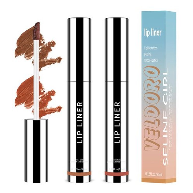 Veldoro Lip Stain, Veldoro Peel Off Lip Stain, Nude Lipliner Makeup,Lip Liner Stain Peel, Lip Stain -Peel & Reveal, Long-Lasting Plumper Lips (Dark Brown+Wine Red, One size)