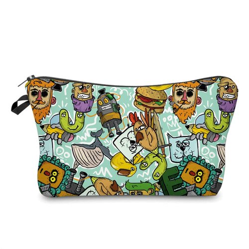 LOOMILOO Small Toiletry Bags for Women, Adorable Roomy Makeup Pouch Travel Water Resistant Cosmetic Purse Accessories Organizer Gift(Modern Abstract 55612)