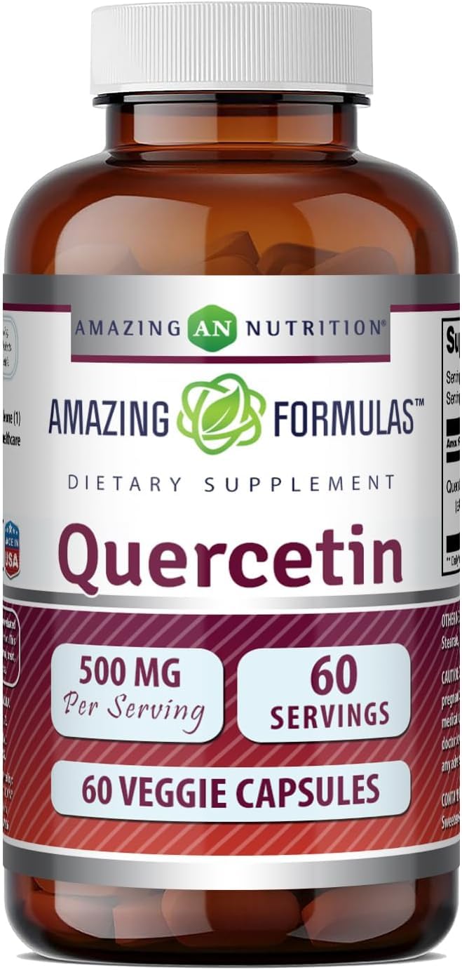 Amazing Formulas Quercetin 500 Mg | Veggie Capsules Supplement | Non-GMO | Gluten-Free | Made in USA (1 Pack | 60 Count)