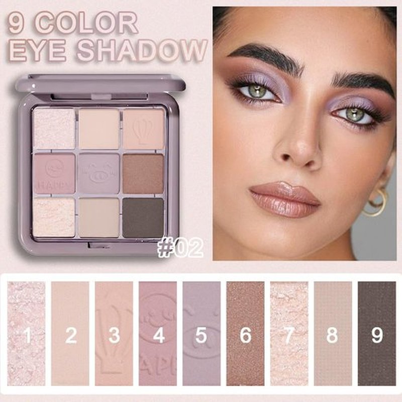 JUAAZIN Purple Eyeshadow Palette Natural Matte Shimmer Glitter 9 Colors, Purple With Lavender Taupe Neutral Eyeshadow Palette, Velvety Matte Finish Long Lasting Waterproof Professional Makeup 02#
