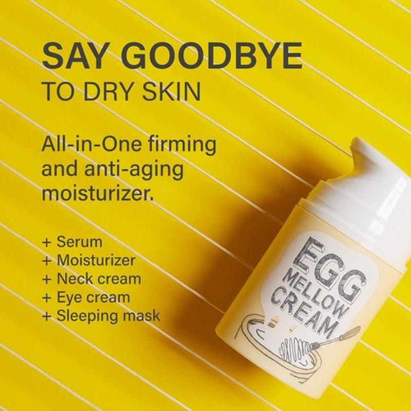 Too Cool For School | All-in-One Egg Mellow Cream 1.76 oz | Anti Aging Face Cream | Anti Wrinkle Firming Moisturizer | 98% Pure Collagen Fiber