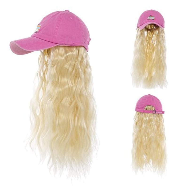 SUNBORRY Wig Hats with Long Hair Attached for Women, Baseball Cap with Curly Hair